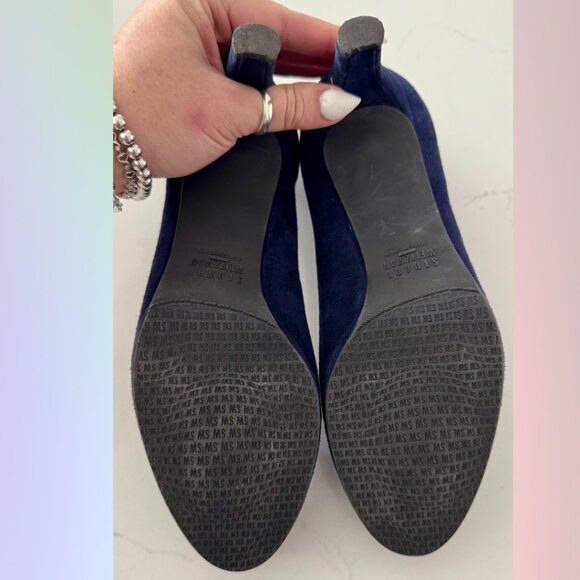 Stuart Weitzman “Rollers” Blue Suede Heels – Size 7 - Picture 9 of 13